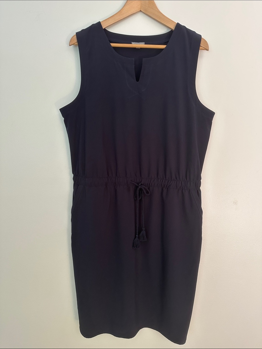 Talbots Navy Sleeveless Midi Dress with Tie Waist - Picture 2 of 11